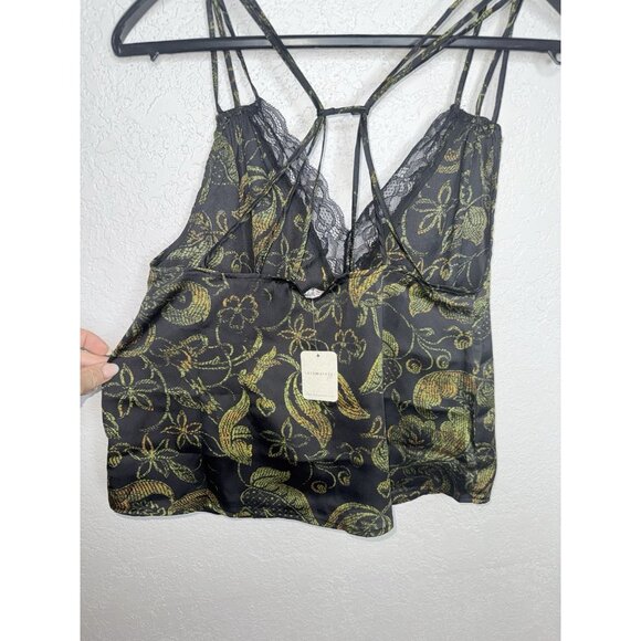 NWT Free People Off The Coast Cami Black Lace Floral Print Tank Blouse Size S F1 - Picture 6 of 8